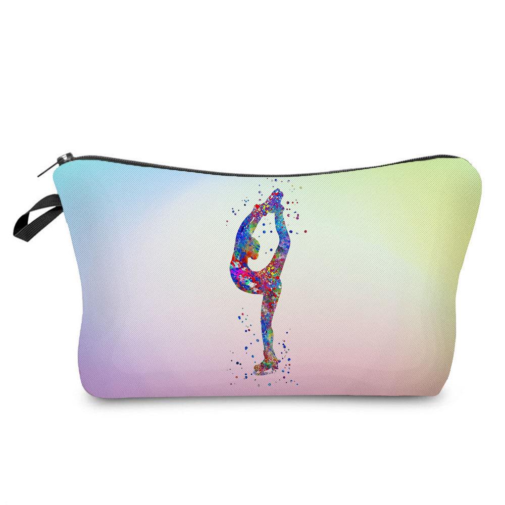 Women Gymnastics Print Cosmetic Bag Toiletries Organize Travel Storage Case  6391 KTB