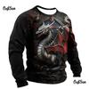 3d Men's Dragon Print T-Shirt Long Sleeve Man Oversized Tee Tops Casual O-Neck Pullover Animal Pattern Male Tshirt Clothes