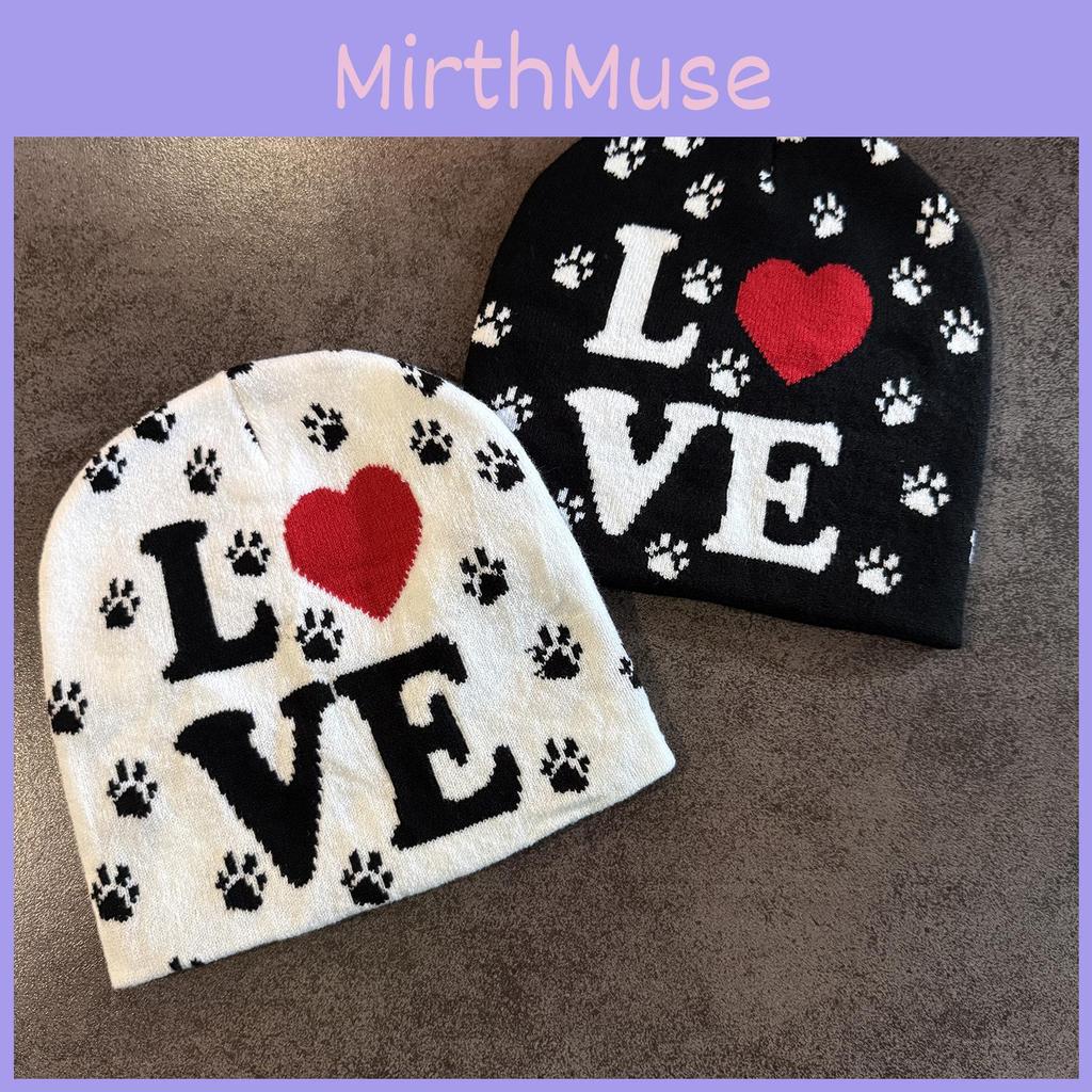 Love Letter Pattern Beanie Knitted Hat With Acrylic Material For Stylish Cold Weather Wear