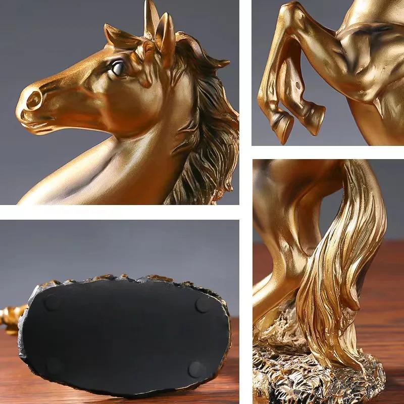European Victory Horse Resin Statue, Elegant Animal Figurine for Living Room Cabinet, Office Desk Home Decor Ornament Gift