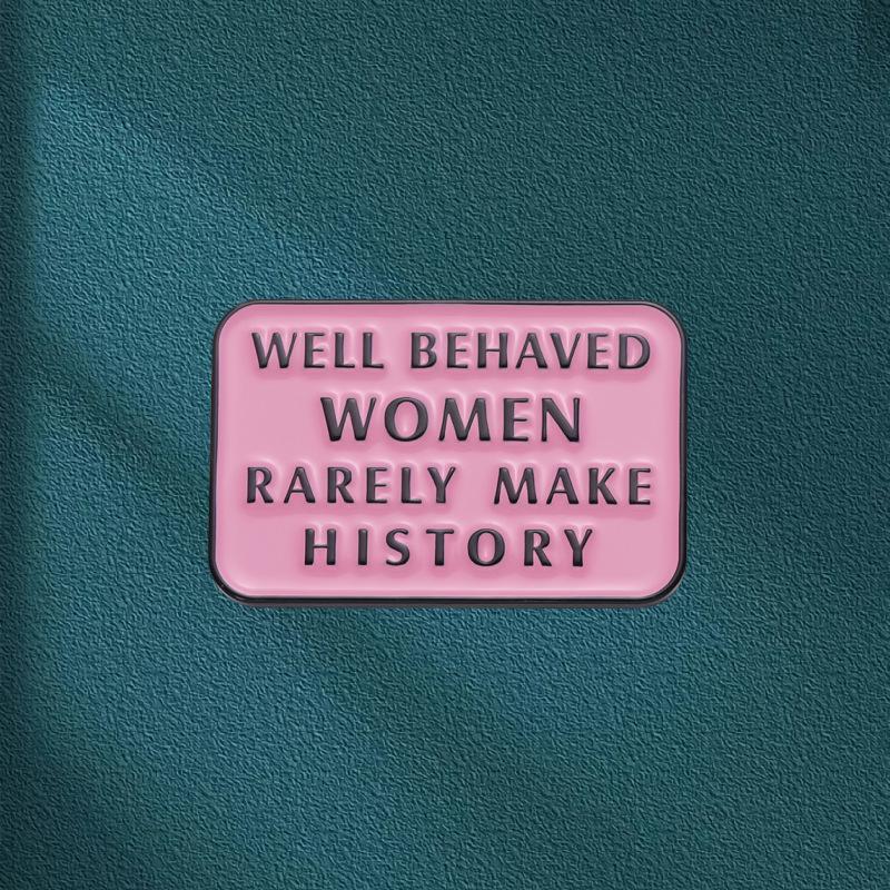 Integrity Pink Square English Brooch: Creative Metal Design Badge for Clothing Accessories Zheqi