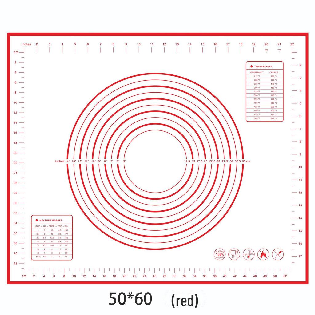 70x50cm Oversized Silicone Kneading and Rolling Mat, Heat-Resistant Non-Stick Baking Tool & Dough Mat