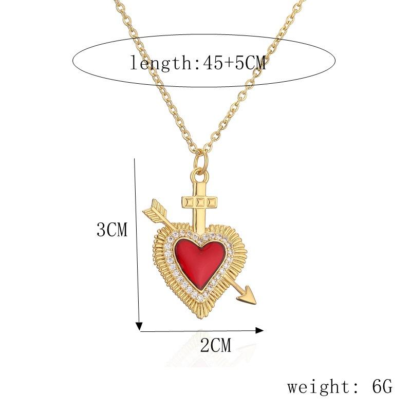 Love Wings Pendant Necklace for Women, European and American INS Fashion Versatile, Copper Plated Real Gold Zircon Drip Oil