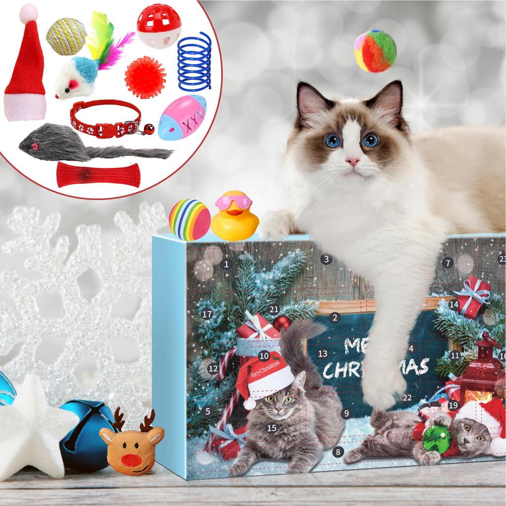 Cat Toy Advent Calendar 2025 Christmas Countdown Calendar 24 Days Kitten Toys Holiday Gift for Indoor Cats Boredom Relief
