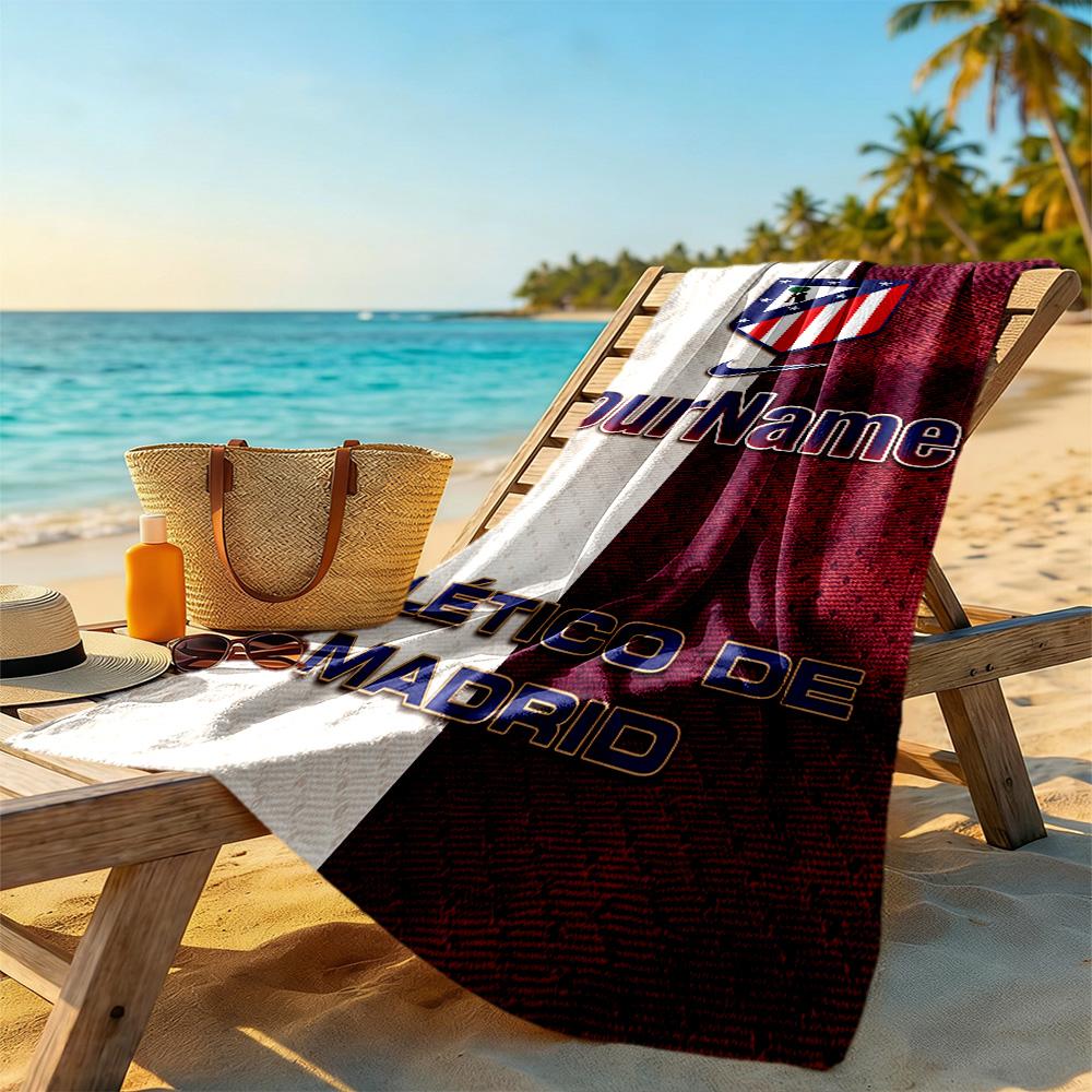 Atletico Madrid Personalized Text Beach Towel Super Soft Microfiber Quickdry Fabric Portable for SwimmingBeachCamping Travel Beach AccessoriesGym