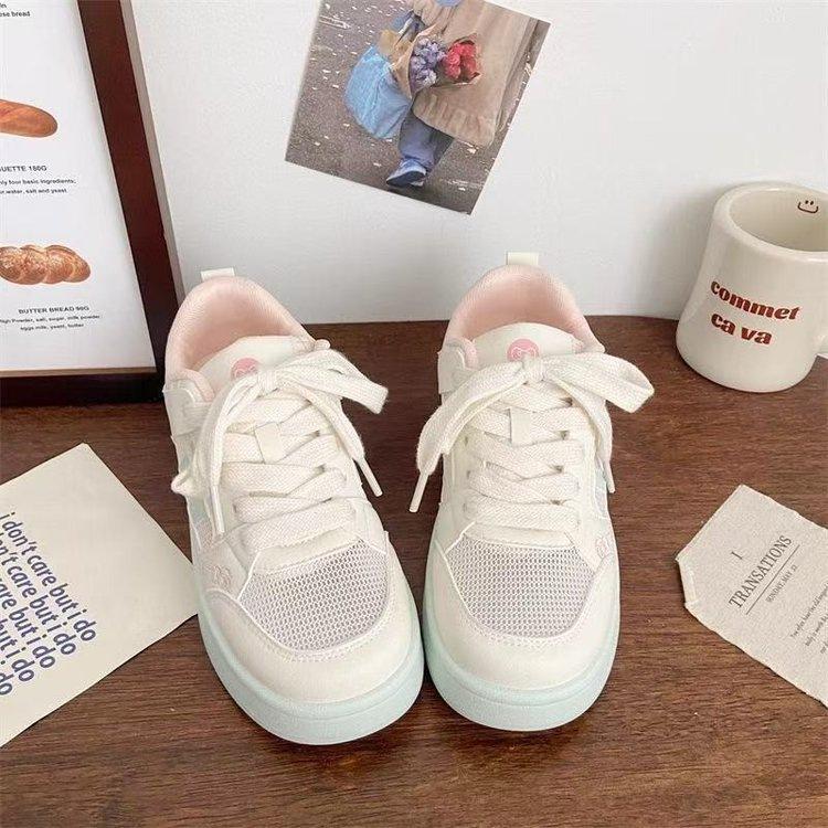 Dopamine transparent net little white shoes platform 2025 summer new chic niche design versatile sports student board shoes