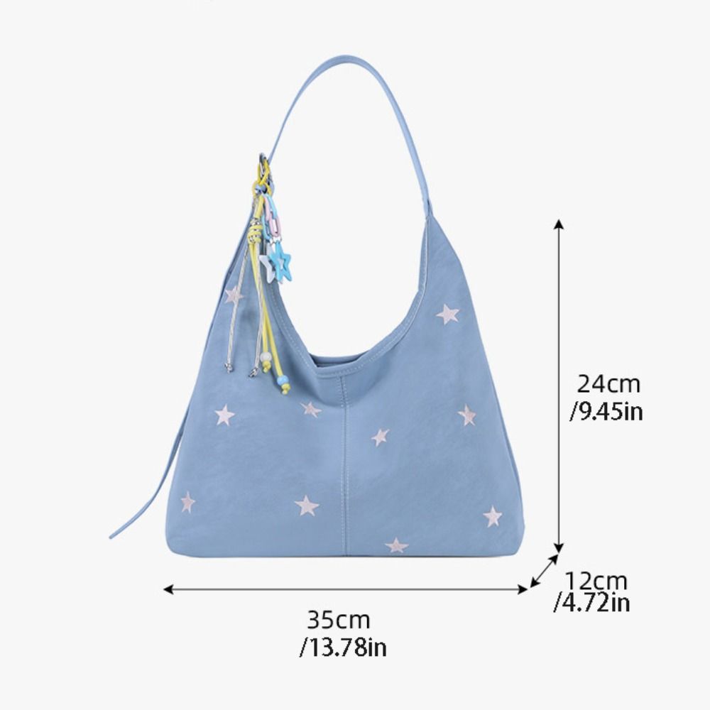 Cute Star Embroidered Shoulder Bag Five-pointed Star Tote Bag Casual Hobo Bag Office Worker