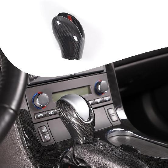 Lcojicep Real Carbon Fiber Car Gear Shift Knob Cover Compatible with Corvette C6 2005-2013 Shift Knob Head Patch,Gear Head Cover Gear Handle Head