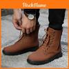 Modische Herren Winter Warm Flach Schnürung Lässig PU-Leder Schneestiefel Für Stilvollen Komfort