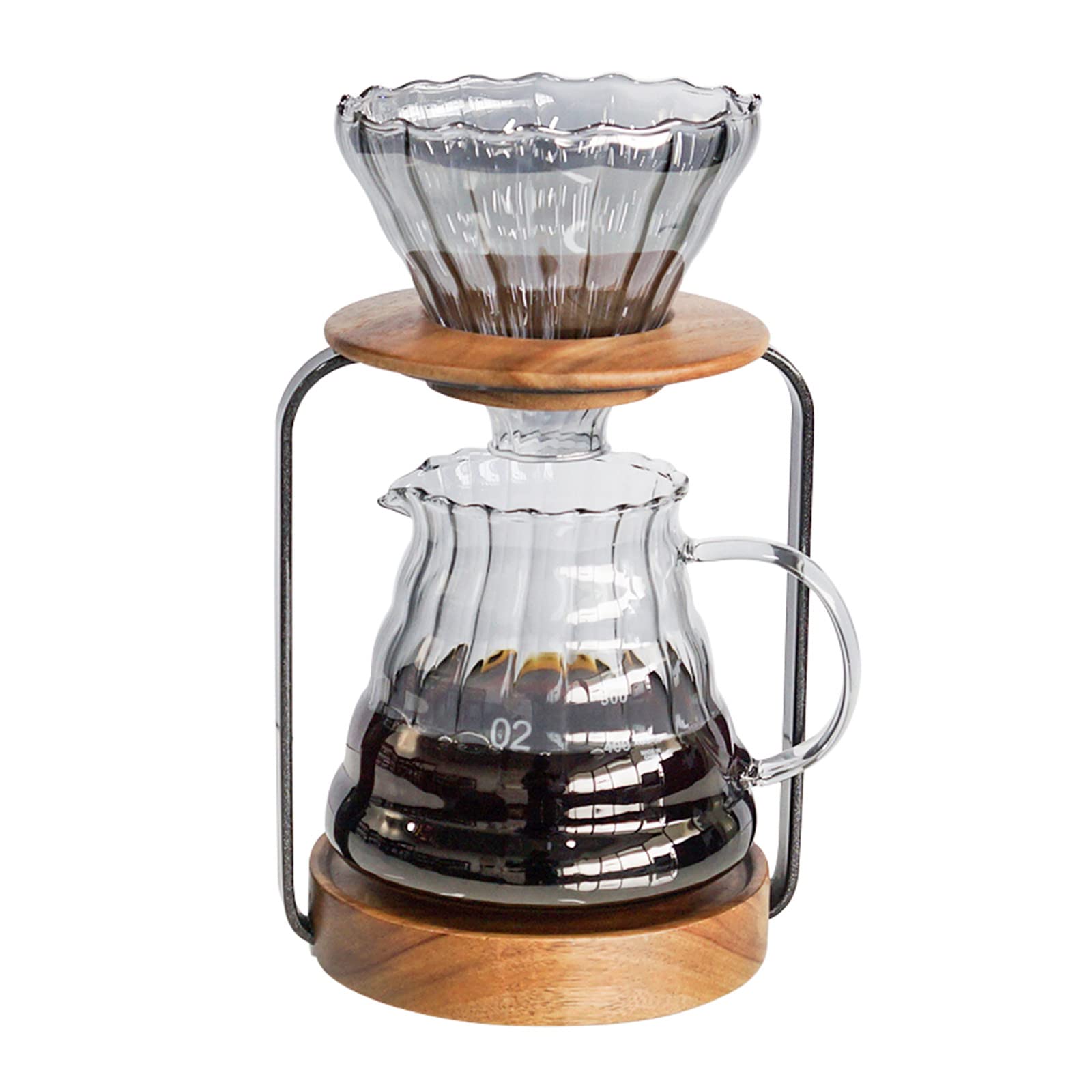 

SOTECH Pour Over Dripper Stand with Coffee Filter, Wooden Filter Holder, Glass Server, and Paper Coffee Filters (Ripper Set)