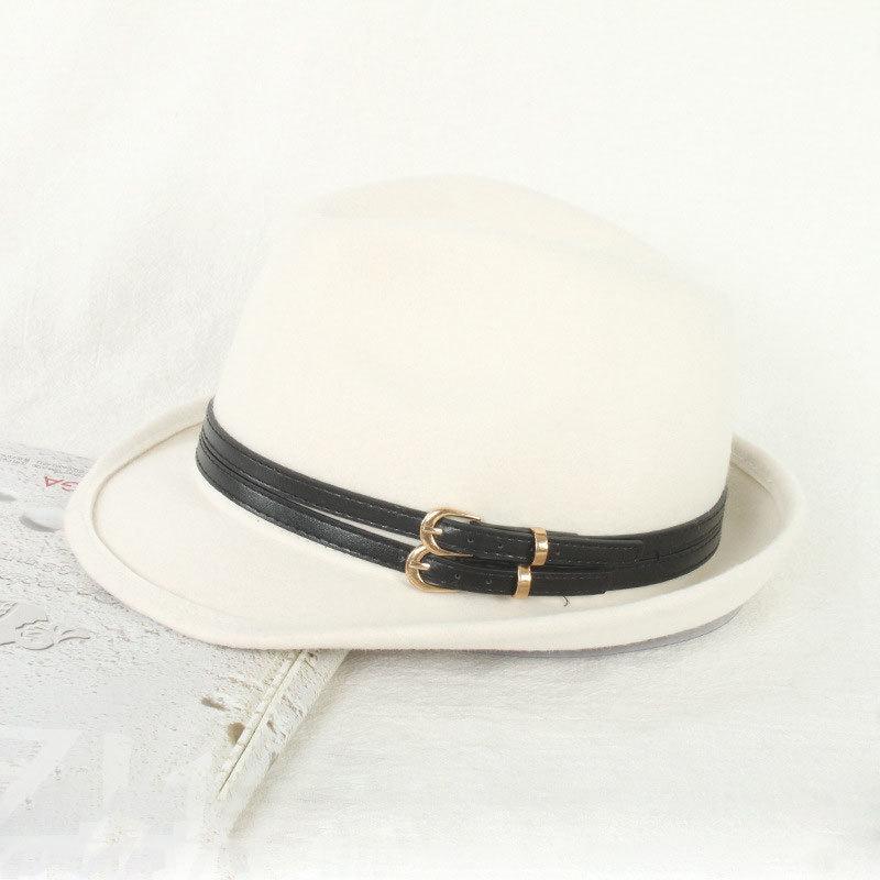 Autumn and Winter New Top Hat Women's British Retro Woolen Hat Belt Felt Hat Fashionable Jazz Hat Trendy and Versatile
