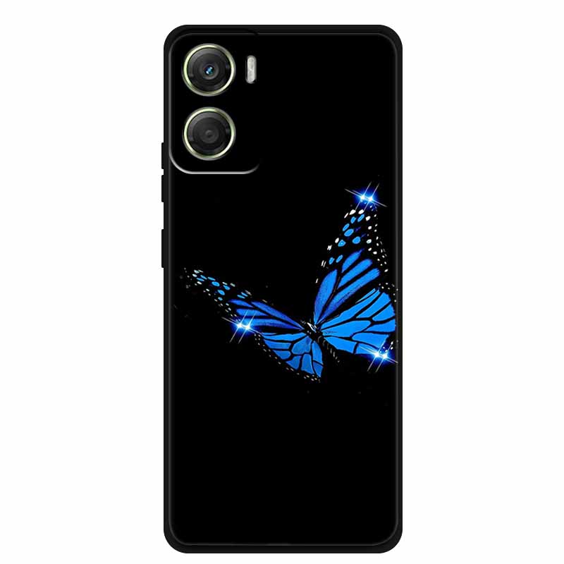 Flowers Case For Motorola Moto G06 G 06 4G Soft Silicone Phone Cover Funda Black TPU Protective Bumper Back Fashion Coque Shell