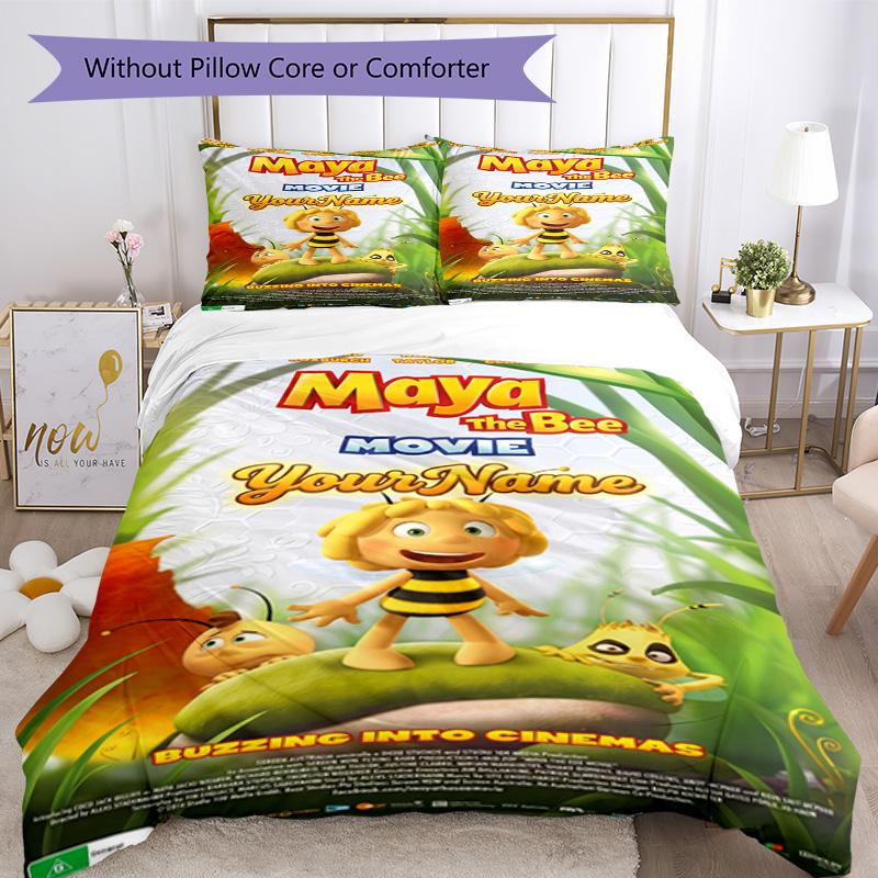 Biene Maja Customize Your Name Bedding Set Breathable Duvet Cover with Pillowcases Home Decoration Birthday Gift