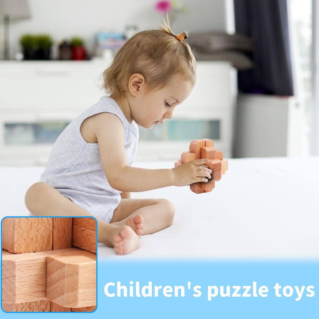 Children's Educational Gift Set: Mortise And Tenon Kongming Lock, Luban Lock, Complete Wooden Set