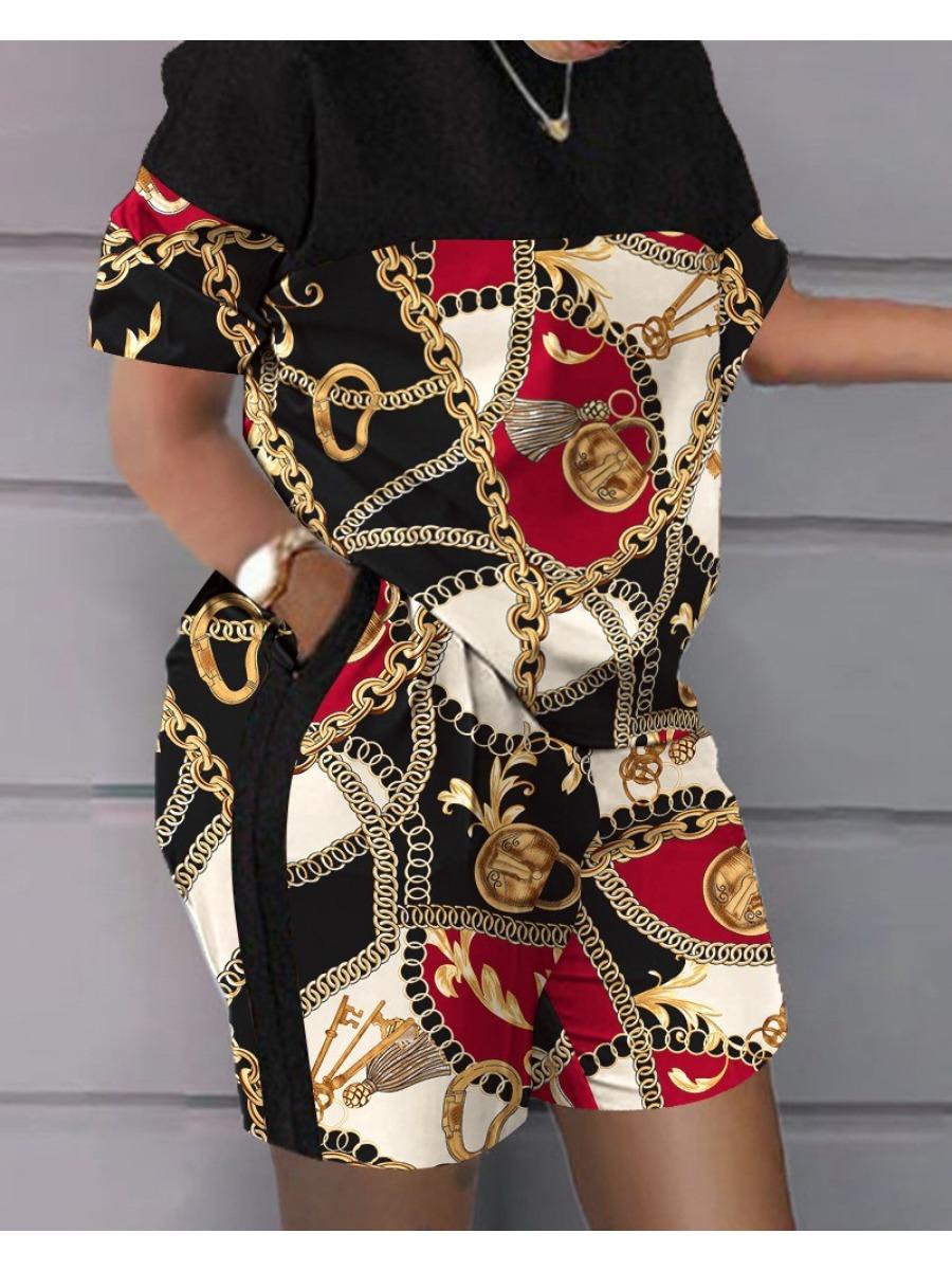 

Повседневный женский комплект из 2 предметов с 3D-принтом, модный топ с короткими рукавами и шорты, свободный и простой комплект из 2 предметов 6XL