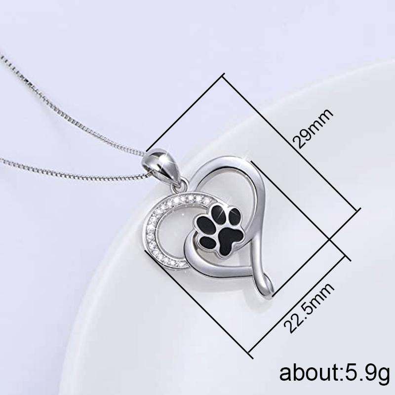 Necklace, Cute Cat Claw Glue Love Pendant, Hollow Heart-Shaped Footprint Hanging Necklace For Women
