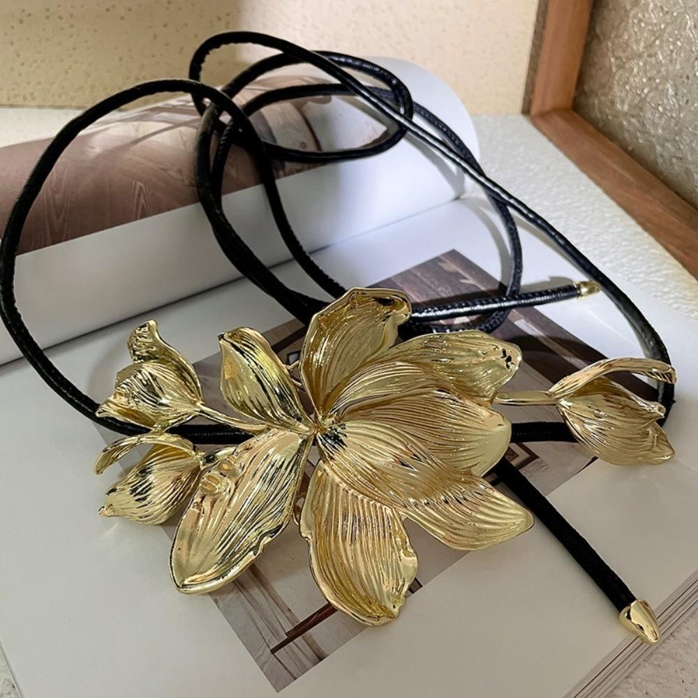 Adjustable Metal Flower Waist Chain Zinc Zinc Alloy Exaggerated Belt Versatile Golden Tulip Belt Gift
