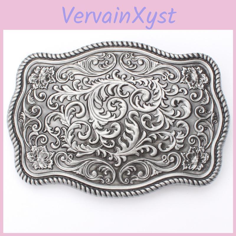 Bronze Belt Buckle Beautiful Silver Botanical Pattern Improve Temperament