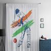 Abstract Cricket Player Hi The Ball Design By Brush Stroke Vector Tulle Sheer Curtains for Living Room Voile Organza Curtain