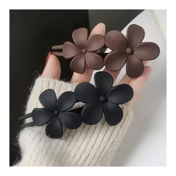 AUTAKI Hair Clip, Set of 3, Flower Shape Hair Clip, Matte, Flower Motif, Securely Holds, Large, Ladies, Simple, Stylish, Korean Style, Cute, Elegant,