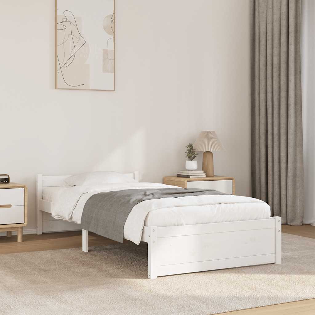 Solid Wood Bed White 90 X 200 Cm