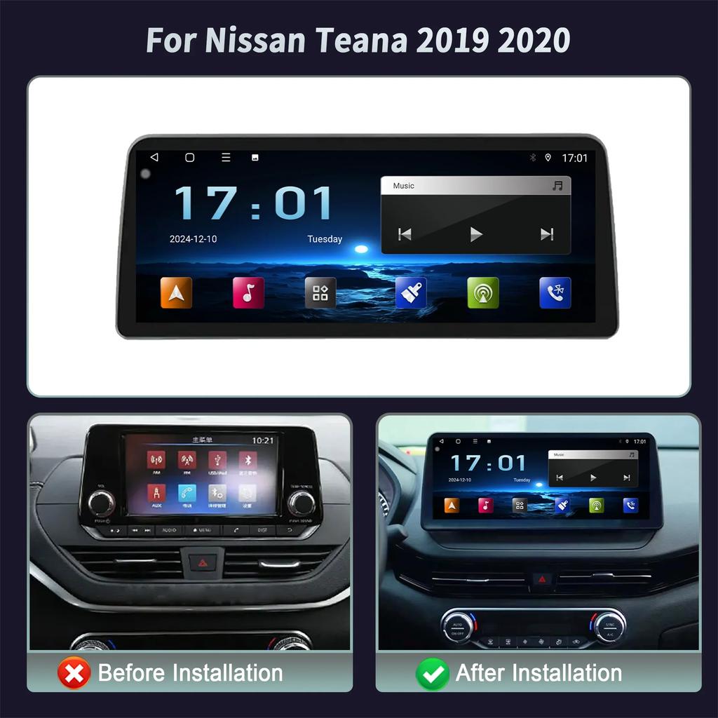 12.3inch Touch Screen Android 14 For Nissan Teana 2019 2020 Car Radio Multimedia Navigation GPS CarPlay Bluetooth Stereo