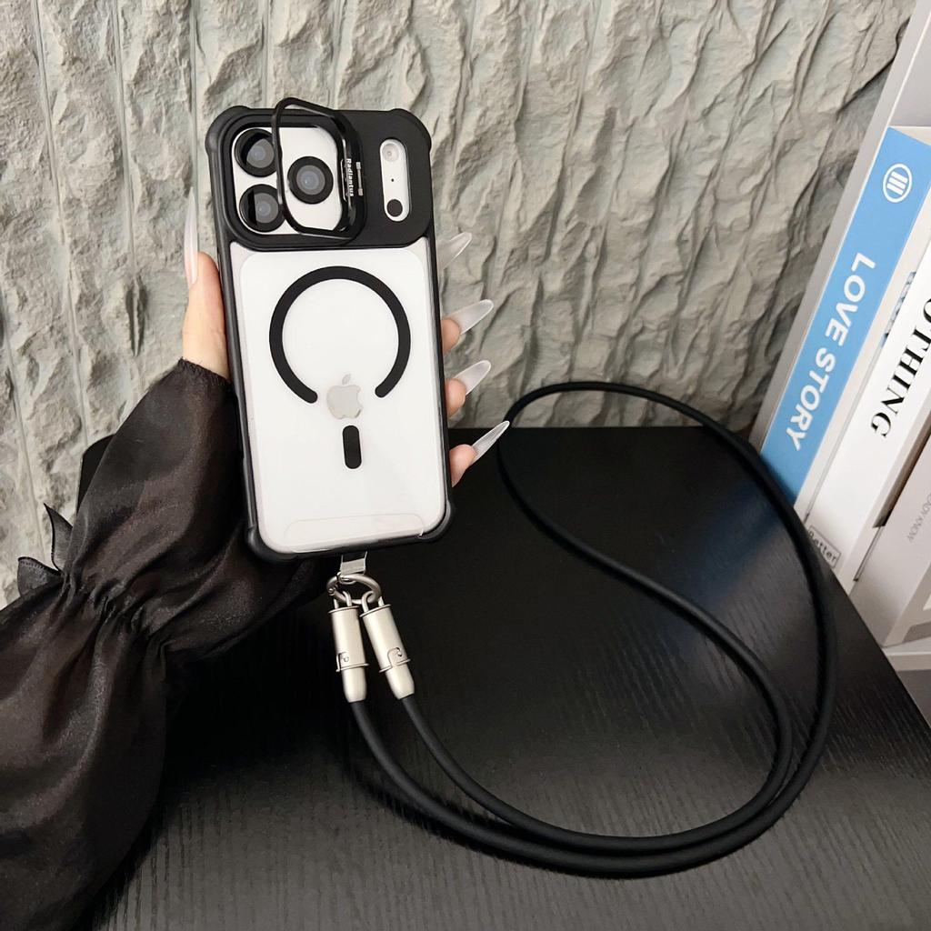 Magnetic iPhone Case for 17 Pro Max with Lens Stand, Lanyard, and Hard Data Cable for iPhone 16.