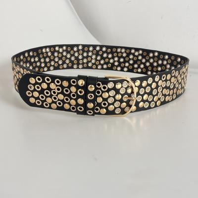 New Rivet Belt, Ultra-wide Belt, Retro Punk Style Emo Women's Fashionable Wide Belt