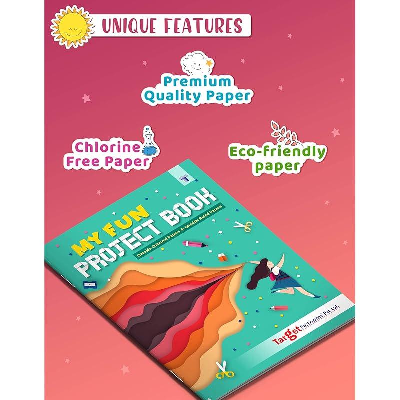 

TARGET PUBLICATIONS Single Line Project Sheets with Colourful Pages | 32 Pages A4 Size | 1 Side Ruled & 1 Side Colored P