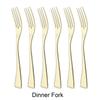 Luxury 6Pcs Dinner Fork Tableware Dinnerware 18/10 Stainless Steel Silverware Gold Kitchen Party Home Flatware Cutlery Set