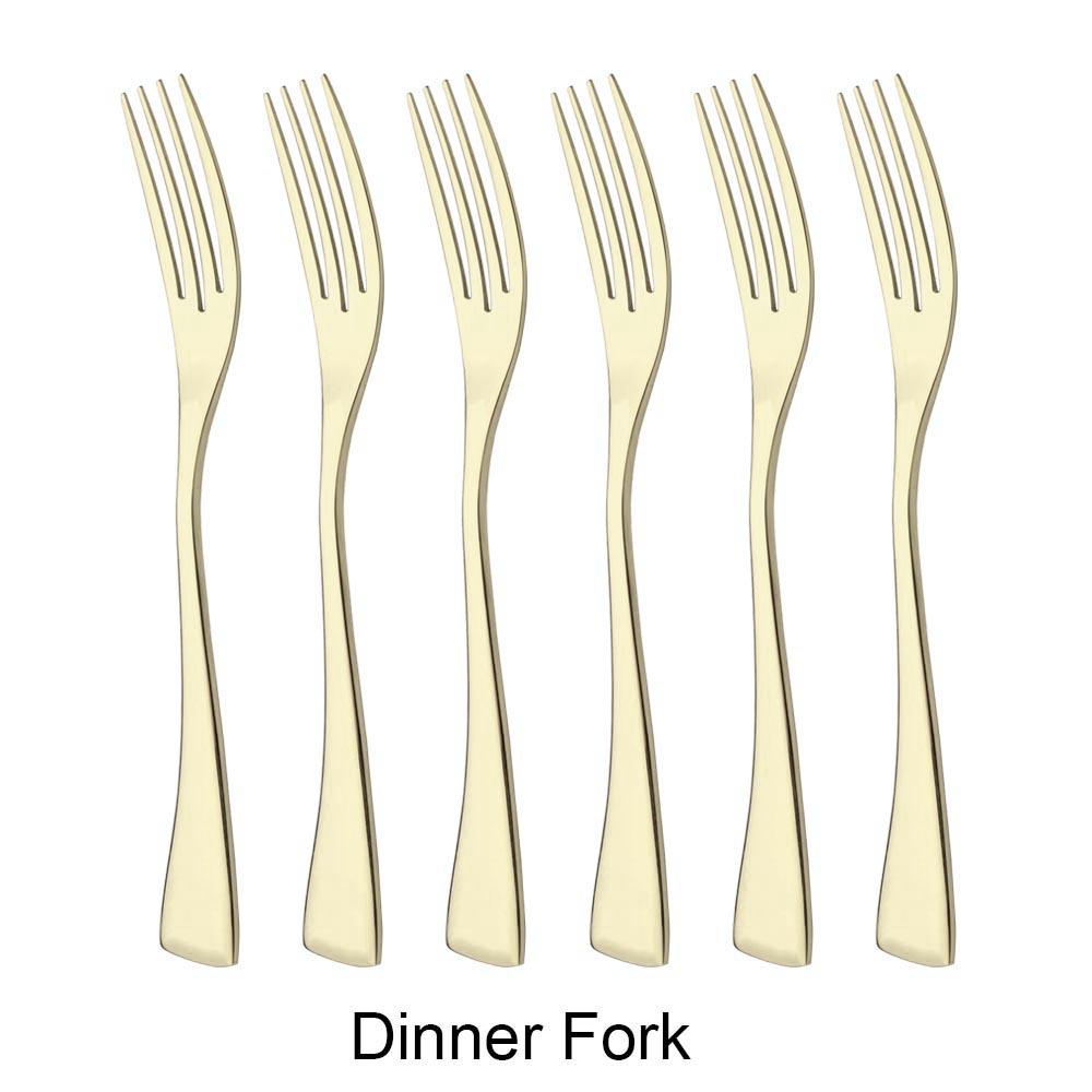 Luxury 6Pcs Dinner Fork Tableware Dinnerware 18/10 Stainless Steel Silverware Gold Kitchen Party Home Flatware Cutlery Set