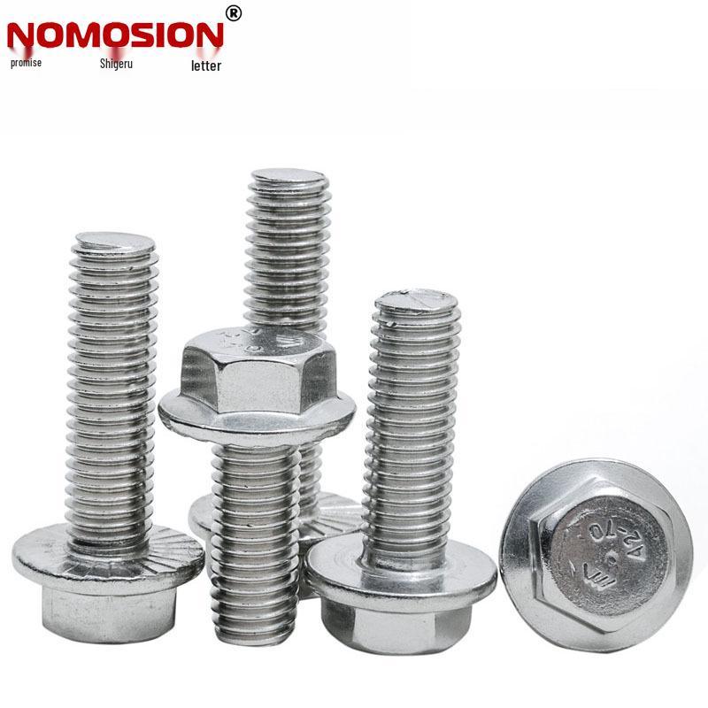 Authentic GB5789 Hex Flange Head Bolt with Washer Teeth, 304 Stainless Steel, Sizes M5-M10