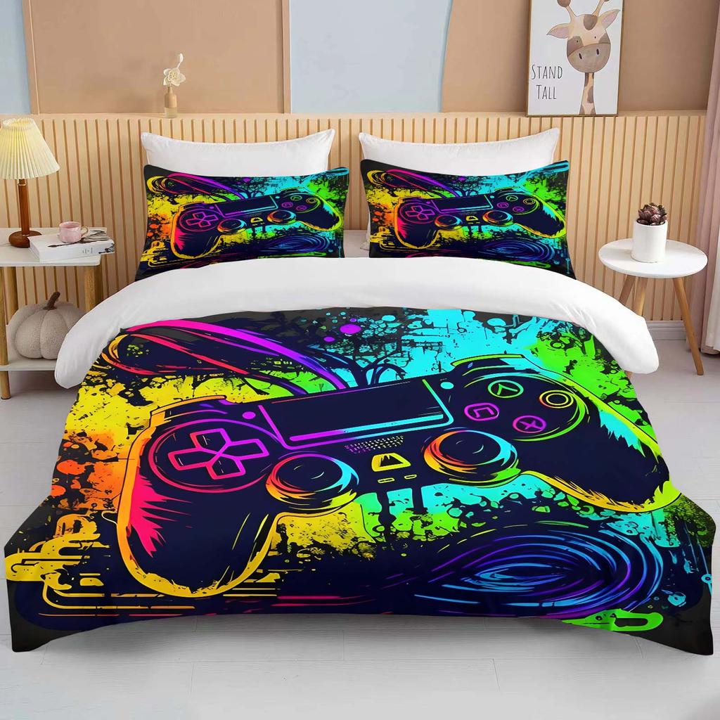 Colorful Game Controller Print Bedding Set 3PC 1 Duvet Cover 2 Pillowcases Adult and Children Bedding Set Luxury Holiday Gifts