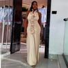 European and American Summer New African Celebrity Style Neck Backless Three-dimensional Ruffle Edge Dress