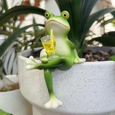 Frog Ornament Resin Decorative Cartoon Animal Hand-Painted Balcony Garden Frog Sitting Down Lyi D1T7