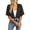 Cardigan da Donna a Maniche Corte con Nodo Frontale Leggero Aperto Vestibilità Larga Kimono Blusa Casual Top per l'Uso Quotidiano