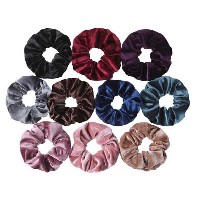 10 Stück/Los Samt Scrunchies Haargummis Haaraccessoires für Damen Elastische Bänder Elegant Pferdeschwanz Einfarbig Beige Marineblau Rosa