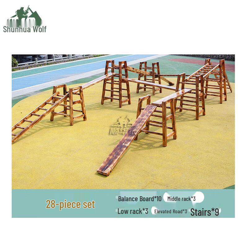 28-Piece Outdoor Carbonized Wood Fitness & Sensory Training Set