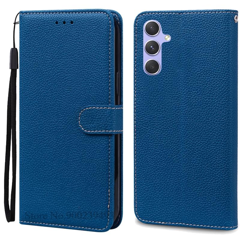 

For Samsung Galaxy M15 Case Leather Wallet Flip Phone Case For Samsung M15 M156B Cover For Samsung Galaxy M15 5G Case Fundas For Samsung M15 5G темно-синий