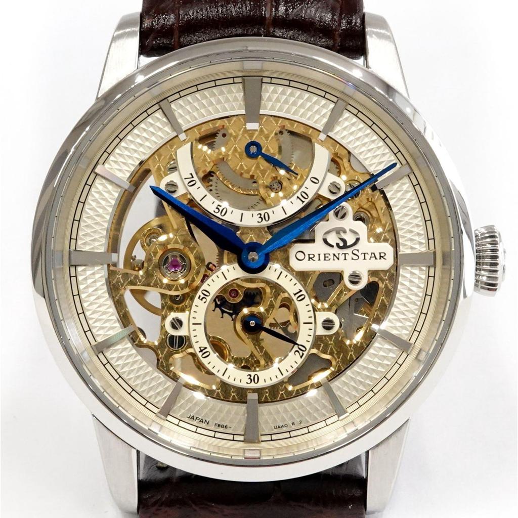 Used ORIENT STAR F8B6-UAA0 Skeleton Power Reserve Men's Manual Winding SS/Leather