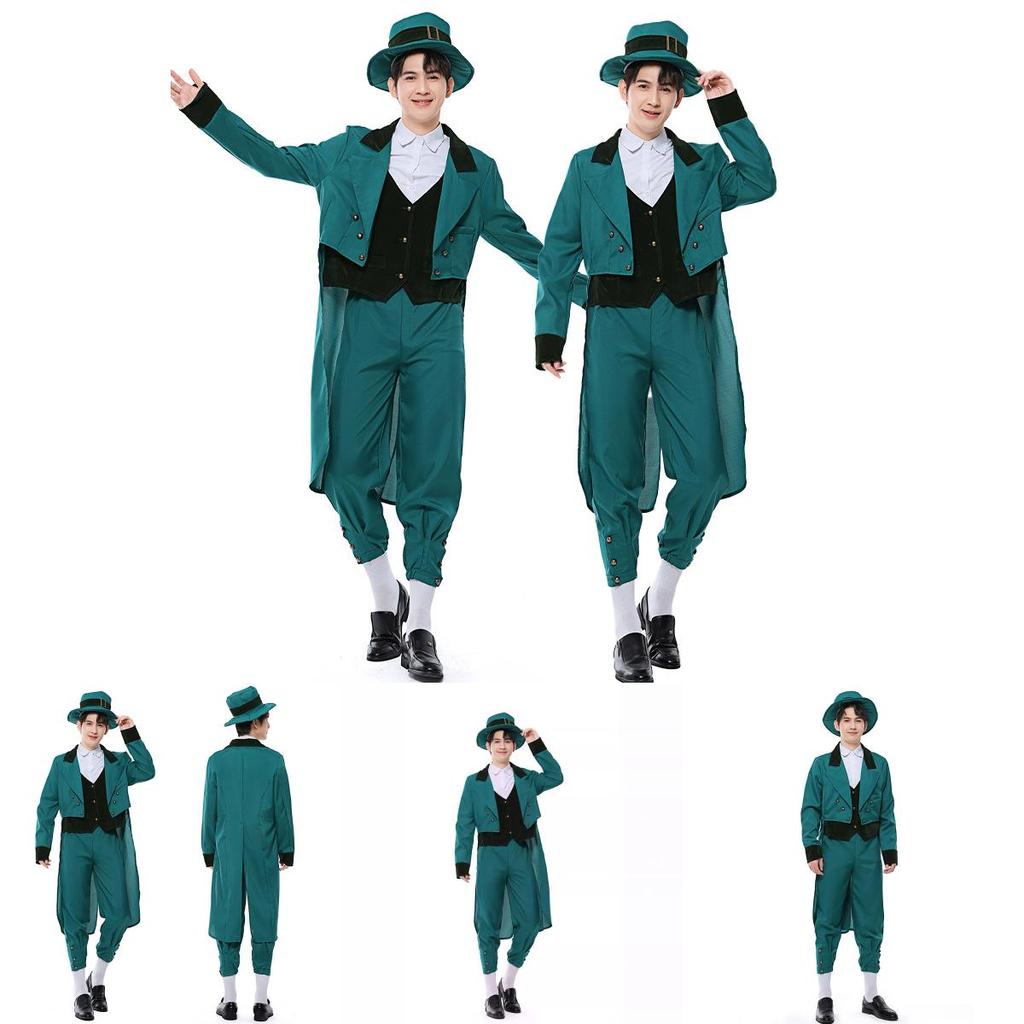 Grüne Fee Cosplay Kostüm für Herren Erwachsene Irisches Elfen-Outfit Oz Country