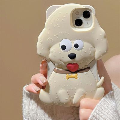 Korean Cute 3d Love Heart Puppy Silicone Phone Case For Iphone 14 13 12 11 Pro Max Lovely Cartoon Shockproof Soft Cover Funda