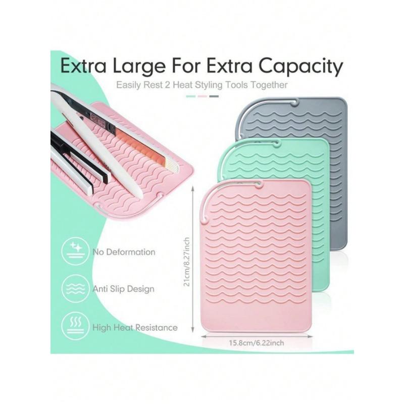 

1pc Silicone Heat-Resistant Mat For Hair Curling Rod, Portable Hair Straightener And Curler, Silicone Storage Anti-Slip Pad,