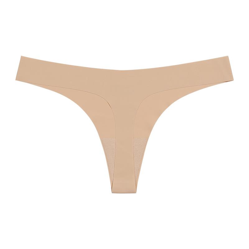 Large size European and American sexy thong women's t-pants one-piece seamless ice silk sexy fitness sports underwear