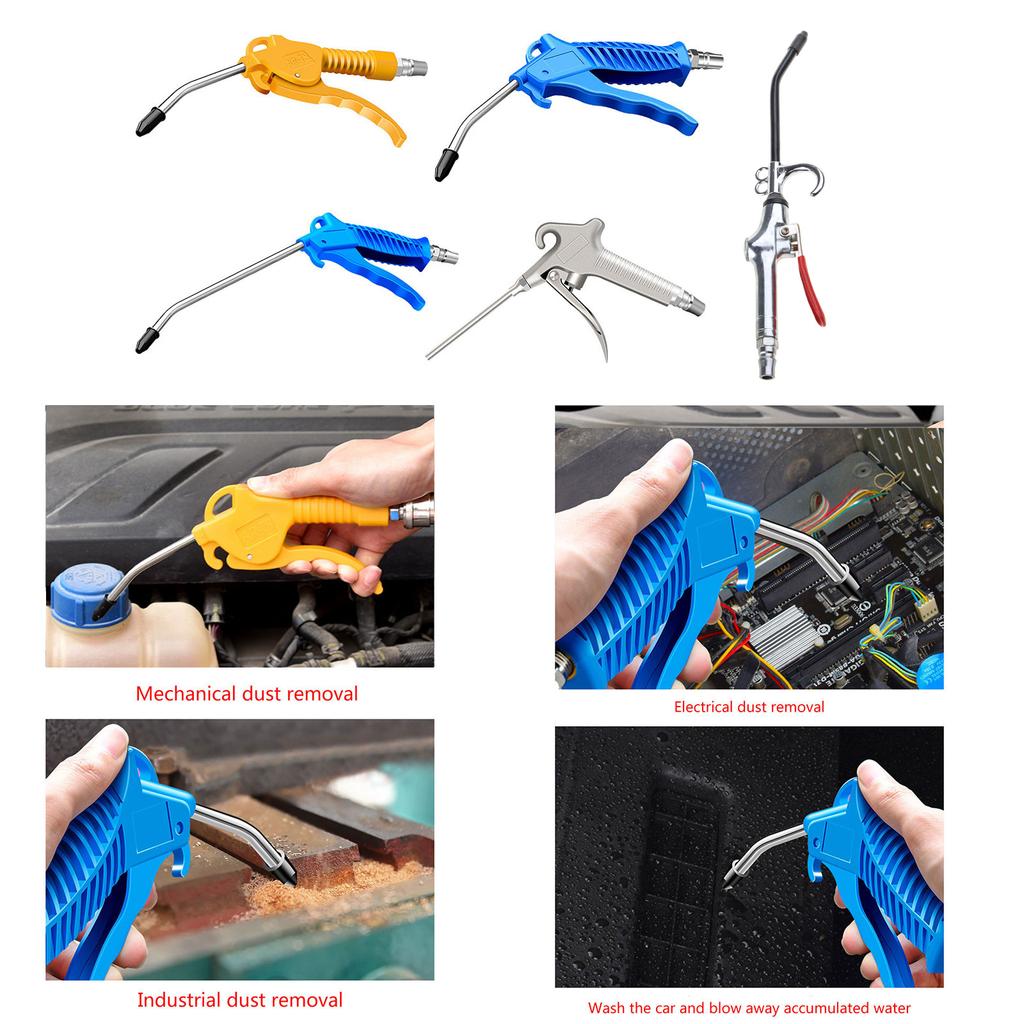 Luftpistol Høy Strømning Luftblåsepistol for Kompressor med Vinklet Bøyd Dyse Blåsesprøyteverktøy Støvblåser