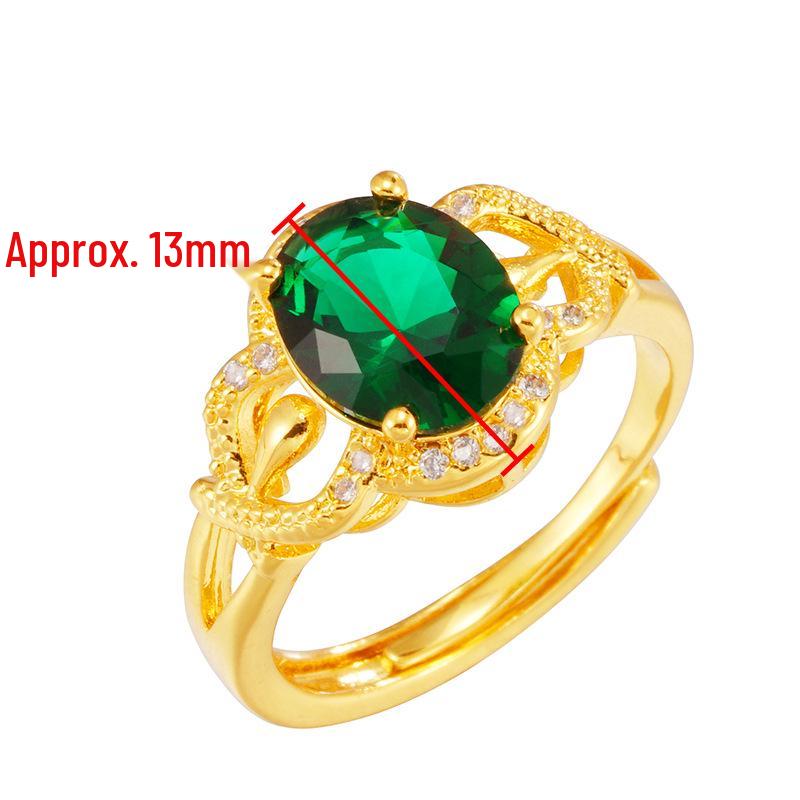 Vietnam Sand Gold 24K Zircon Crystal Women's Open Ring