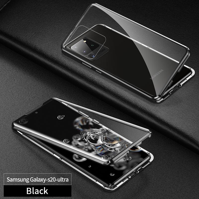 Doppelseitiges gehärtetes Glas Magnetische Adsorption Metallgehäuse für Samsung S23 S24 Ultra S22Plus S21 S20 S23FE Vollschutzhülle