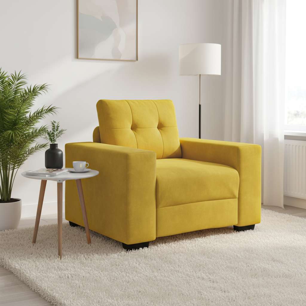 Armchair Yellow 100x78x80 Cm Velvet