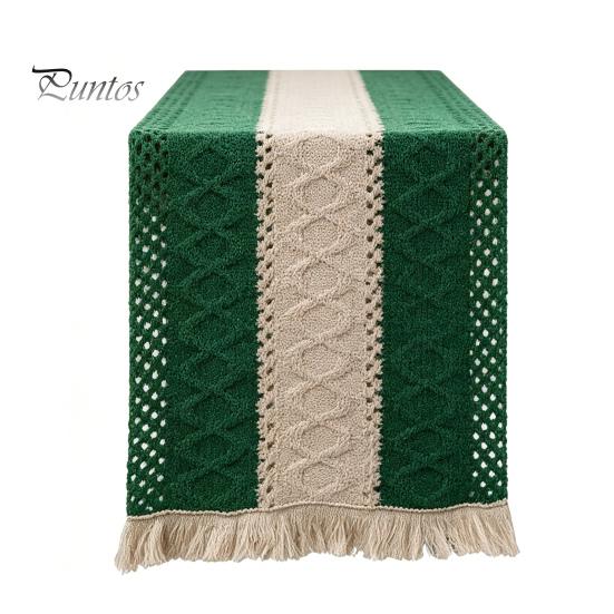 Table Runner for Family Gatherings Boho Striped Runner, Fringed Edge Cotton Linen Rustic Natural Woven Kitchen Farmhouse Dining Table, Home