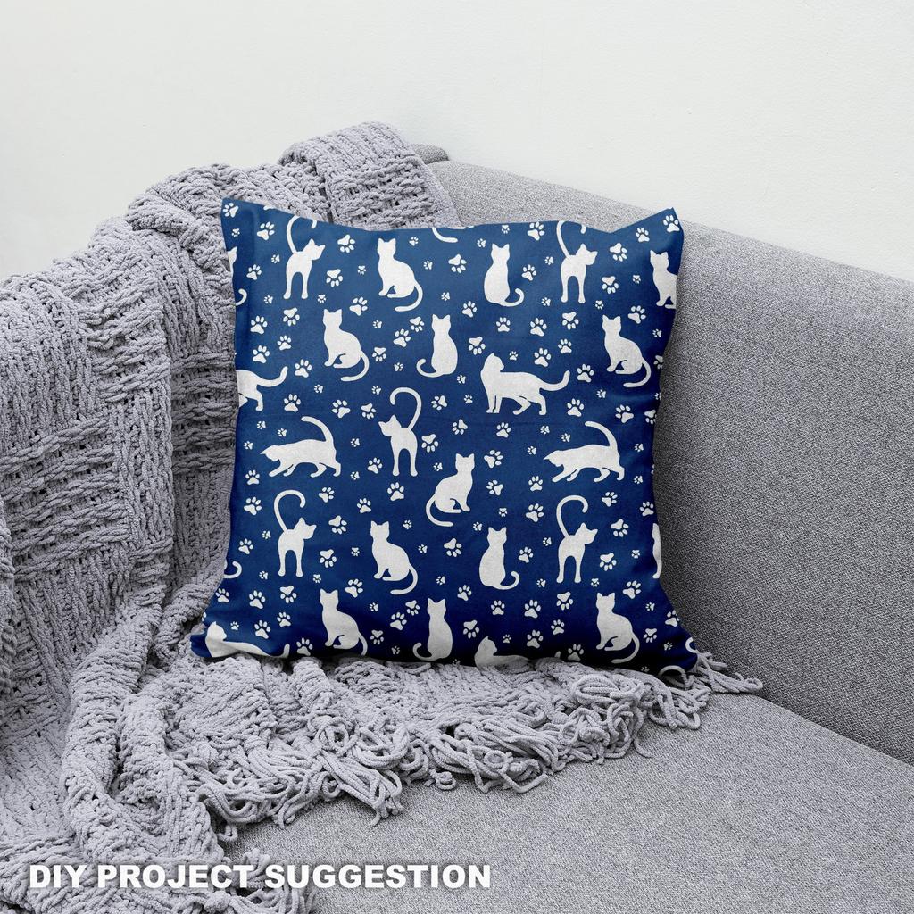 Royal Samt Stoff Polyester Zum Nähen - Motiv Katze Und Pfoten